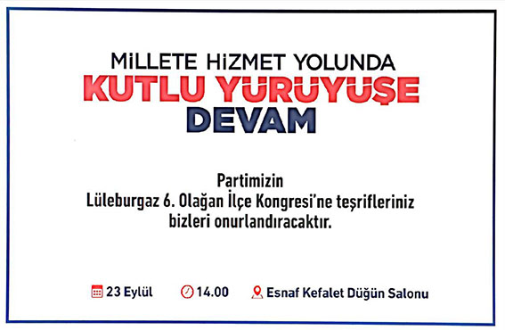 6. Olağan İlçe Kongresi 23 Eylül’de