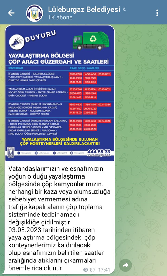 Yayalaştırma bölgesinde çöp konteynerleri kaldırıldı