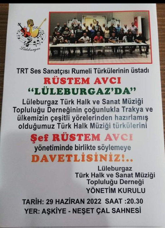 Rüstem  Avcı, Lüleburgaz’da sahne alacak