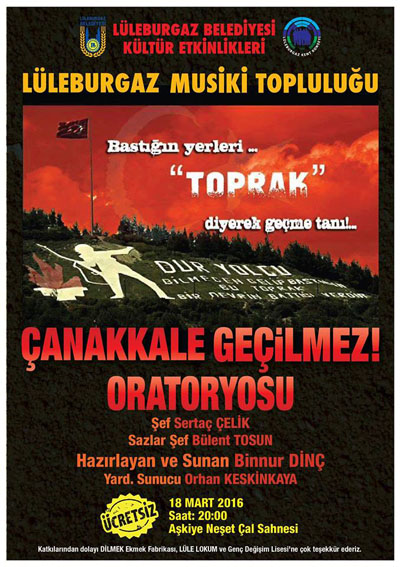 “Çanakkale Geçilmez” Oratoryosu düzenlenecek