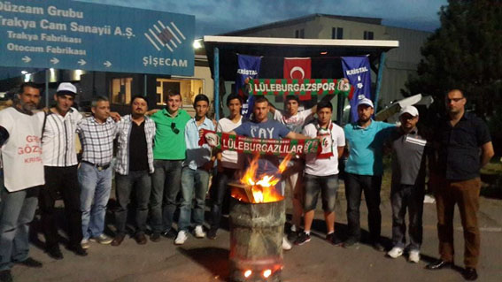 Lüleburgazspor taraftarlarından cam işçilerine destek