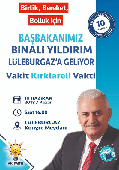 Başbakan Lüleburgaz’a geliyor