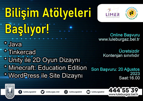 Bilişim Atölyeleri LİMER’de başlıyor