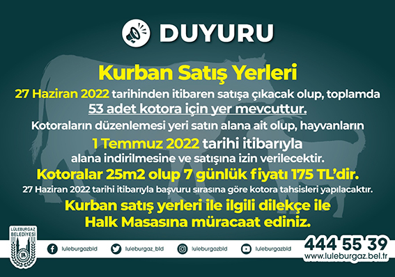 Kurban satış yerleri satışa çıkıyor