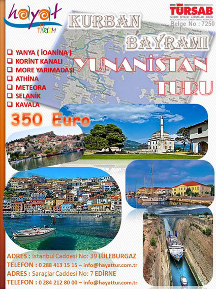 Hayat Turizm’den bayramda Yunanistan turu