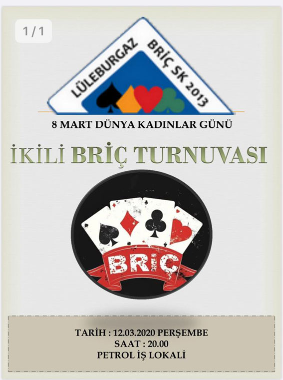 Dünya Kadınlar Günü briç turnuvası düzenlenecek