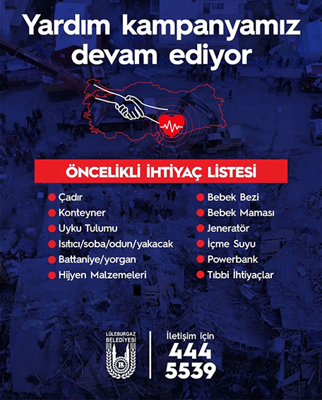 Belediye yardım malzemelerini güncelledi