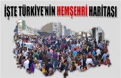 İşte Türkiye’nin hemşehri haritası