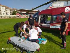 Ambulans Helikopter ağır yanık için havalandı