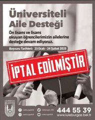 ‘Üniversiteli Aile Desteği’ iptal edildi